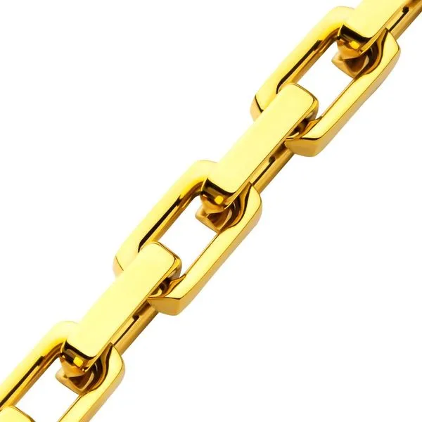 10mm High Polished Finish 18Kt Gold IP Heavy Flat Square Link Bracelet Image 3 Valentine's Fine Jewelry Dallas, PA