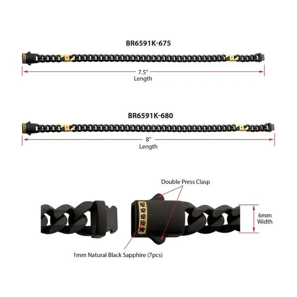 6mm Black IP Steel Matte Finish Miami Cuban Chain Bracelet Image 4 Spath Jewelers Bartow, FL