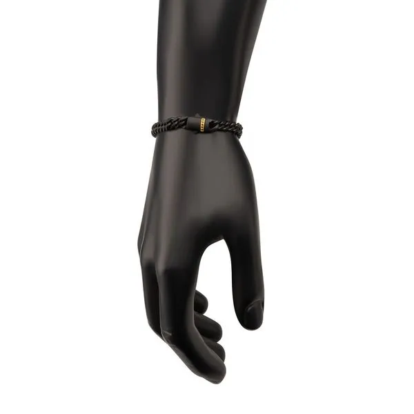 6mm Black IP Steel Matte Finish Miami Cuban Chain Bracelet with 1mm Genuine Black Sapphire Gem Image 5 Alan Miller Jewelers Oregon, OH