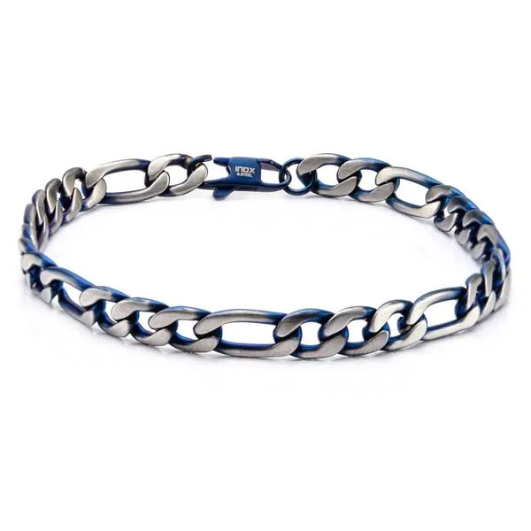 Steel Blue IP Figaro Chain Bracelet Rihner's Jewelry Gretna, LA