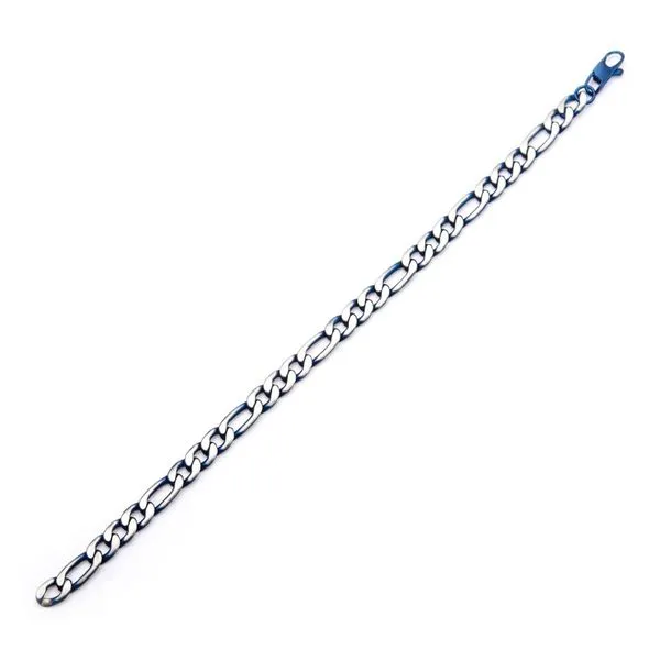 Steel Blue IP Figaro Chain Bracelet Image 2 Rihner's Jewelry Gretna, LA