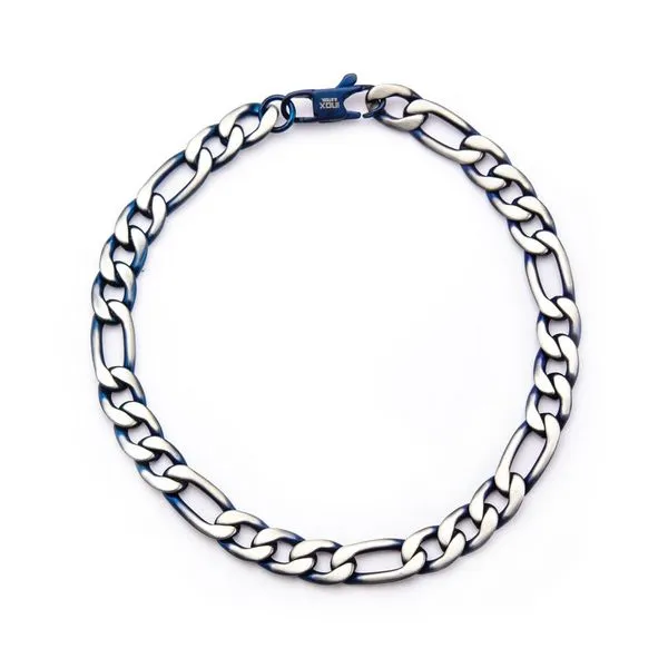 Steel Blue IP Figaro Chain Bracelet Image 3 Rihner's Jewelry Gretna, LA
