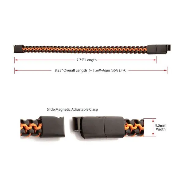 Matte Finish Black IP Stainless Steel Box Chain with Orange Wax Cord Bracelet Image 4 Spath Jewelers Bartow, FL