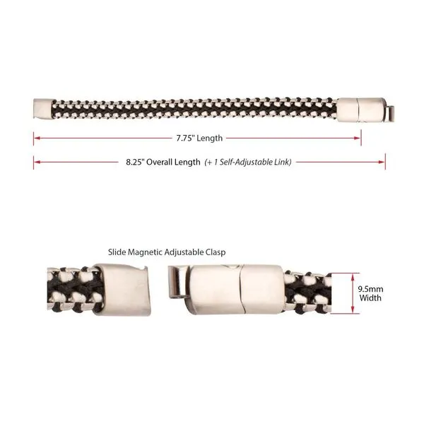 Matte Finish Stainless Steel Box Chain with Black Wax Cord Bracelet Image 4 SIERRA MOON Auburn, CA