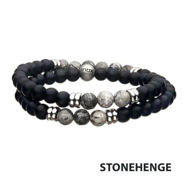 Double Wrap 6mm Scenery Jasper & Onyx Stone Bracelet Morin Jewelers Southbridge, MA