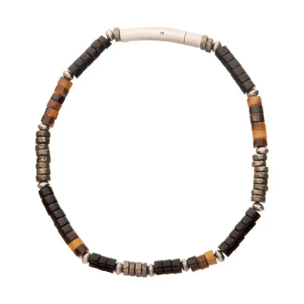 Pyro Sentinel (Onyx / Pyrite / Tiger-eye) Heishi Bead Bracelet Image 2 Alan Miller Jewelers Oregon, OH