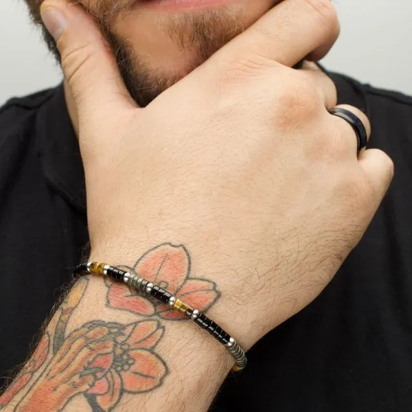 Pyro Sentinel (Onyx / Pyrite / Tiger-eye) Heishi Bead Bracelet Image 3 Cellini Design Jewelers Orange, CT