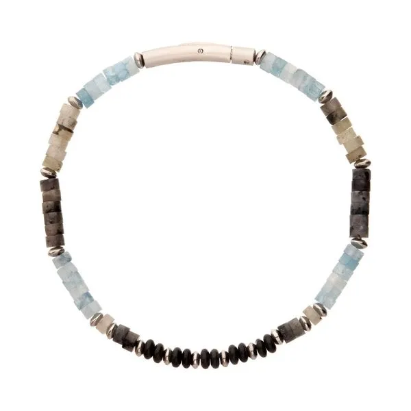 Tundra (Labradorite / Aquamarine / Moonstone) Heishi Bead Bracelet Image 2 Banks Jewelers Burnsville, NC