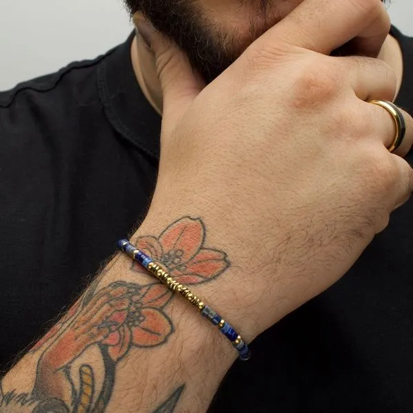 SkyWeaver (Hematite / Lapis Lazuli) Heishi Bead Bracelet Image 3 Rihner's Jewelry Gretna, LA