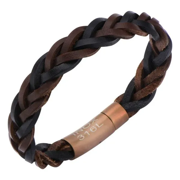 Brown & Black Braided Leather Bracelet Image 3 Timmreck & McNicol Jewelers McMinnville, OR