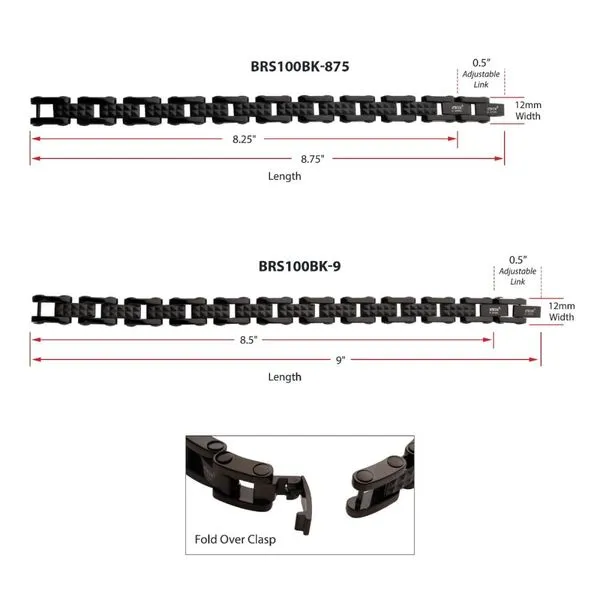 Black IP Steel with Matte Finish Pyramid Stud Pattern & High Polished Finish Link Bracelet  Image 4 Alan Miller Jewelers Oregon, OH