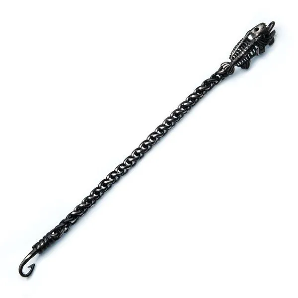 Gun Metal IP Wheat Chain with Fishbone on Hook Clasp Bracelet Image 2 Morin Jewelers Southbridge, MA