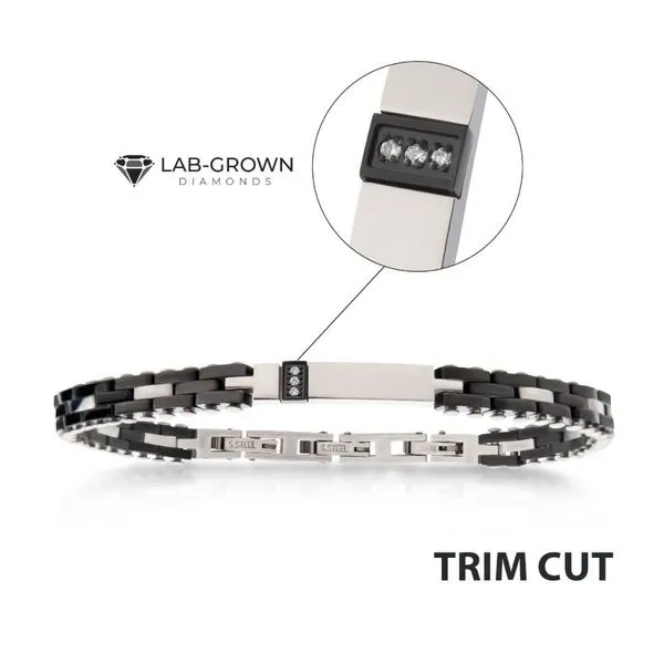 Trim Cut with Genuine Lab-Grown Clear Diamonds Two Tone Black IP Bracelet  Cellini Design Jewelers Orange, CT
