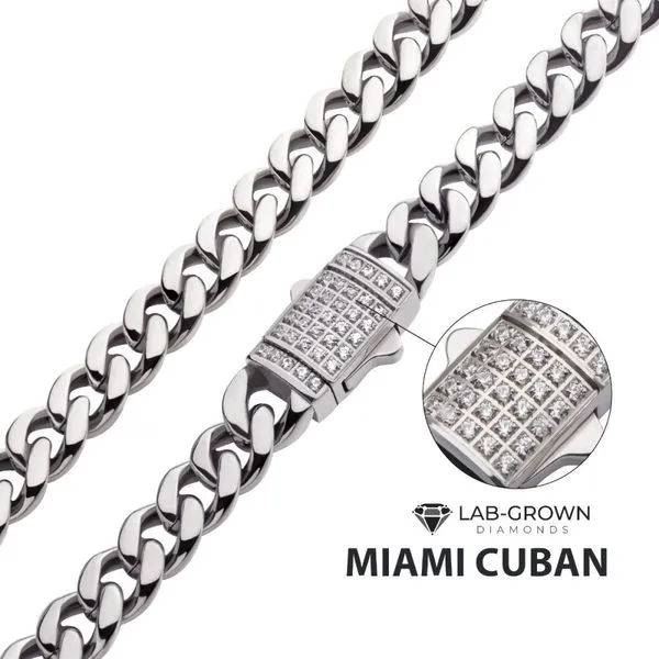 6mm Steel Miami Cuban Chain Necklace with CNC Precision Set Lab-grown Diamonds  Daniel Jewelers Brewster, NY