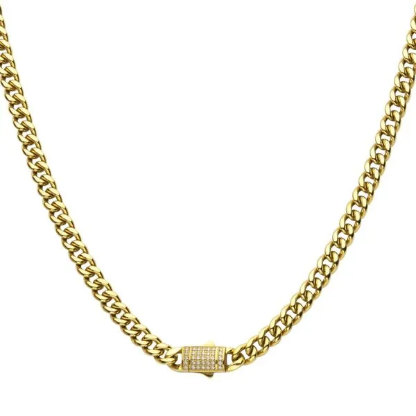 6mm 18Kt Gold IP Miami Cuban Chain Necklace with CNC Precision Set Lab-grown Diamonds  Image 2 Alan Miller Jewelers Oregon, OH