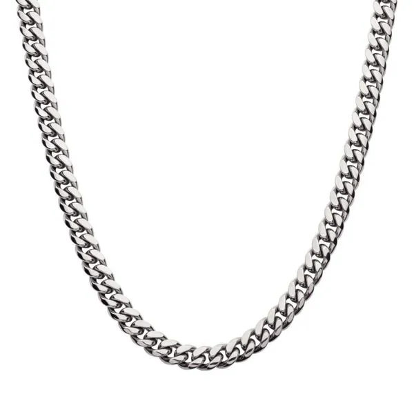 8mm Steel Miami Cuban Chain Necklace with CNC Precision Set Lab-grown Diamonds  Image 2 Alan Miller Jewelers Oregon, OH
