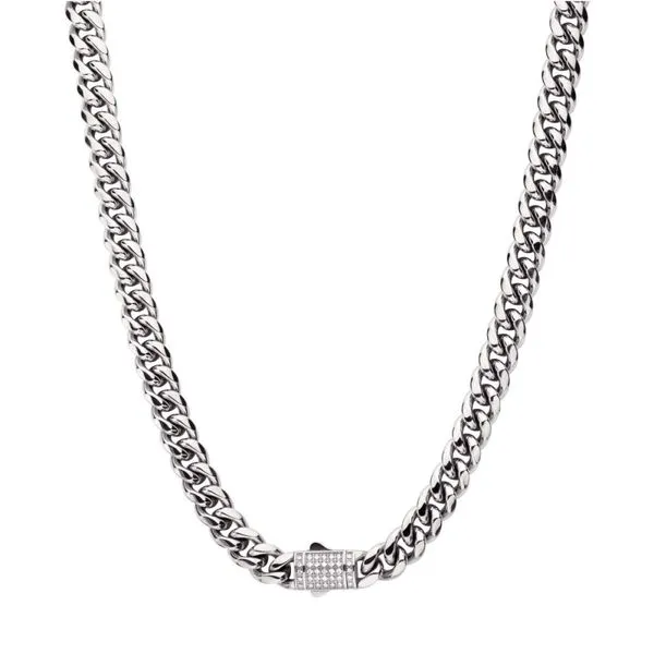 10mm Steel Miami Cuban Chain Necklace with CNC Precision Set Lab-grown Diamonds  Image 2 Spath Jewelers Bartow, FL