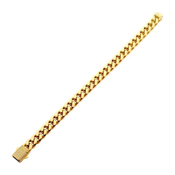 10mm 18Kt Gold IP Miami Cuban Chain Bracelet with CNC Precision Set Lab-grown Diamonds Image 2 Daniel Jewelers Brewster, NY