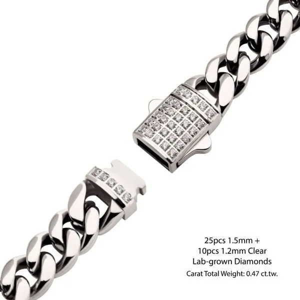 10mm Steel Miami Cuban Chain Bracelet with CNC Precision Set Lab-grown Diamonds Image 3 Daniel Jewelers Brewster, NY