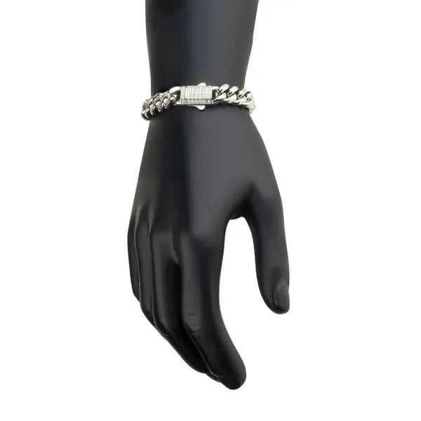10mm Steel Miami Cuban Chain Bracelet with CNC Precision Set Lab-grown Diamonds Image 4 Morin Jewelers Southbridge, MA