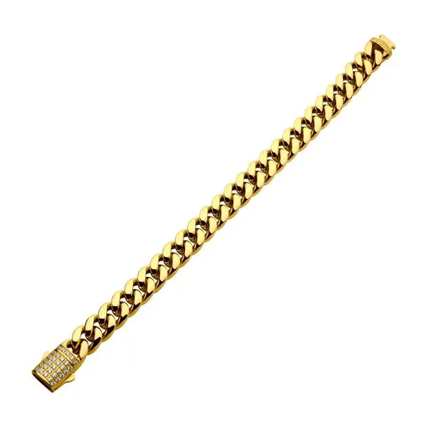12mm 18Kt Gold IP Miami Cuban Chain Bracelet with CNC Precision Set Lab-grown Diamonds  Image 2 Cellini Design Jewelers Orange, CT