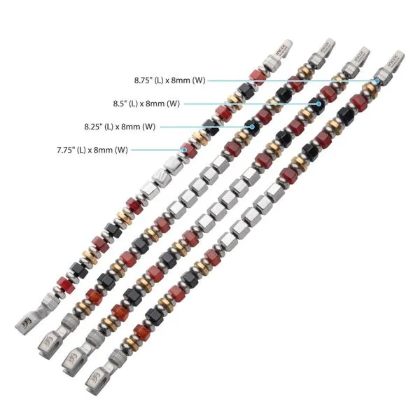 8mm Mokume Gane, Red Agate and Onyx Beads Bushido Virtue Bracelet - YU: Heroic Courage Image 4 Alan Miller Jewelers Oregon, OH