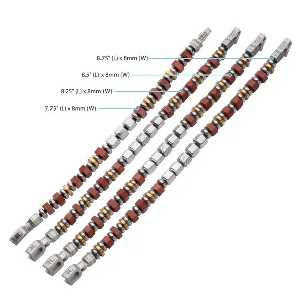 8mm Mokume Gane and Red Jasper Beads Bushido Virtue Bracelet - REI: Respect Image 4 Ken Walker Jewelers Gig Harbor, WA