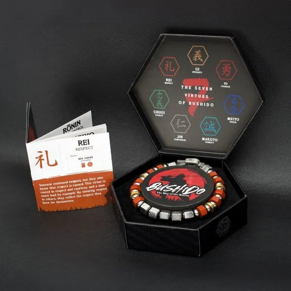 8mm Mokume Gane and Red Jasper Beads Bushido Virtue Bracelet - REI: Respect Image 5 Rihner's Jewelry Gretna, LA