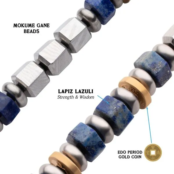 8mm Mokume Gane and Lapis Lazuli Beads Bushido Virtue Bracelet - MEIYO: Honor Image 3 Daniel Jewelers Brewster, NY