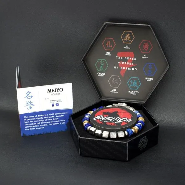 8mm Mokume Gane and Lapis Lazuli Beads Bushido Virtue Bracelet - MEIYO: Honor Image 5 Daniel Jewelers Brewster, NY