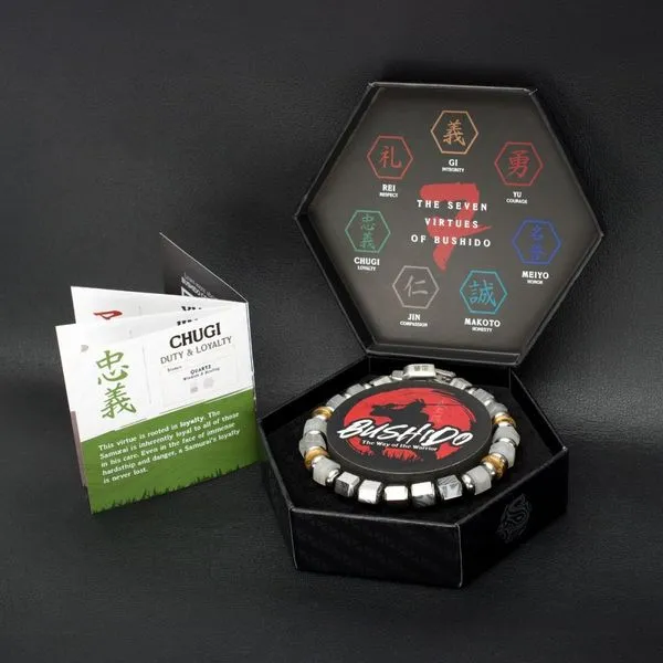 8mm Mokume Gane and White Quartz Beads Bushido Virtue Bracelet -CHUGI: Duty and Loyalty Image 5 Daniel Jewelers Brewster, NY