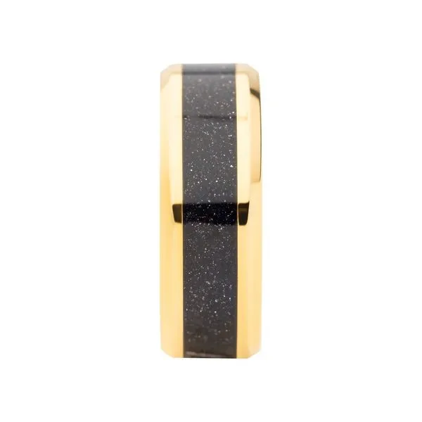 18Kt Gold IP Genuine Blue Sandstone Inlay Ring Image 3 Alan Miller Jewelers Oregon, OH