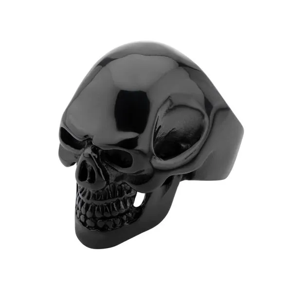 Black IP Skull All Teeth Out Ring Image 2 Rihner's Jewelry Gretna, LA