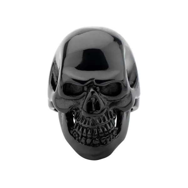 Black IP Skull All Teeth Out Ring Image 3 Rihner's Jewelry Gretna, LA