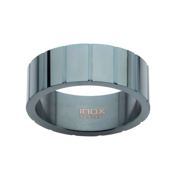 Blue IP Ridged Compact Ring Image 2 Alan Miller Jewelers Oregon, OH