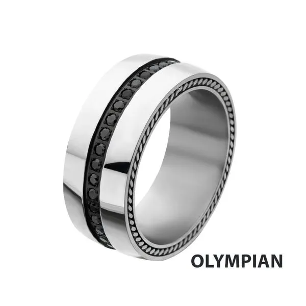 Stainless Steel Ring with Black CZ in the middle Alan Miller Jewelers Oregon, OH