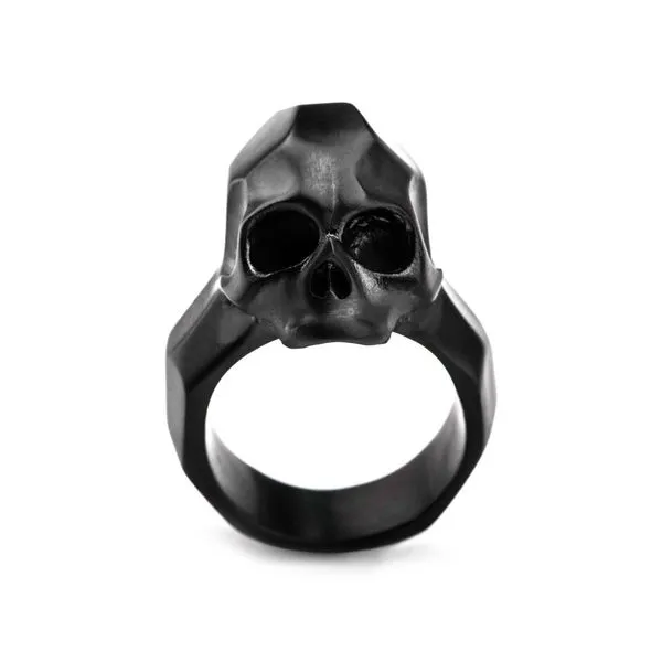 Matte Finished Black IP Geometric Skull Ring  Image 2 Alan Miller Jewelers Oregon, OH