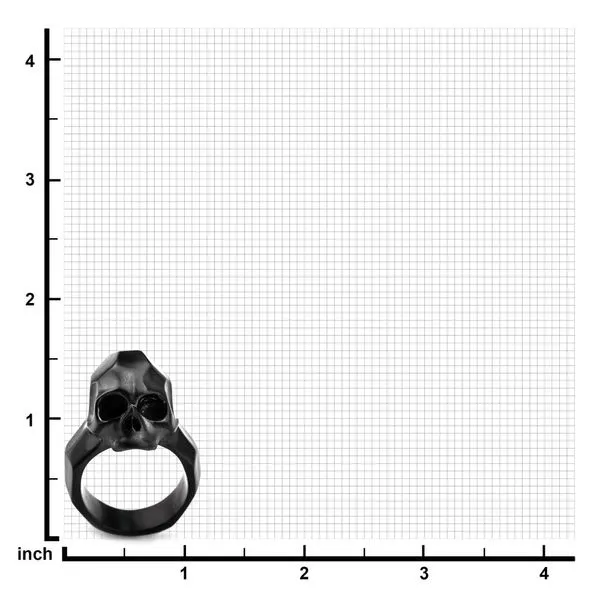 Matte Finished Black IP Geometric Skull Ring  Image 3 Alan Miller Jewelers Oregon, OH