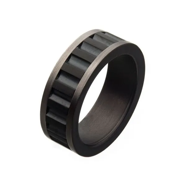 Stainless Steel & Gun Metal IP with Black IP Ridge Ring Timmreck & McNicol Jewelers McMinnville, OR
