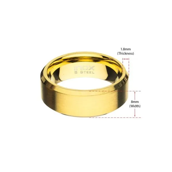 8mm Matte Finish Gold IP Steel Beveled Comfort Fit Ring Image 3 Cellini Design Jewelers Orange, CT