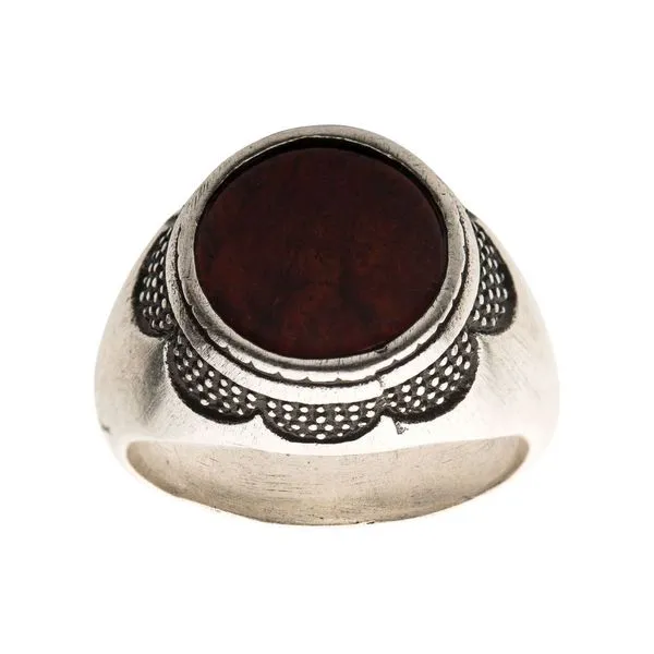 Stainless Steel Silver IP with Red Jasper Stone Ring Image 2 Alan Miller Jewelers Oregon, OH