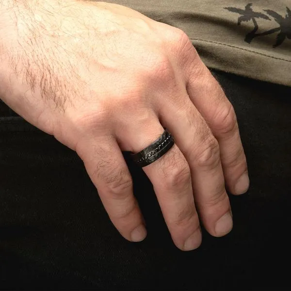 Stainless Steel Blacksmith Hammered Ring Image 4 Daniel Jewelers Brewster, NY