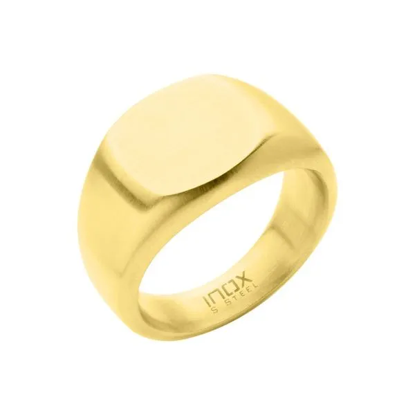 18Kt Gold IP Steel Signet Ring Morin Jewelers Southbridge, MA