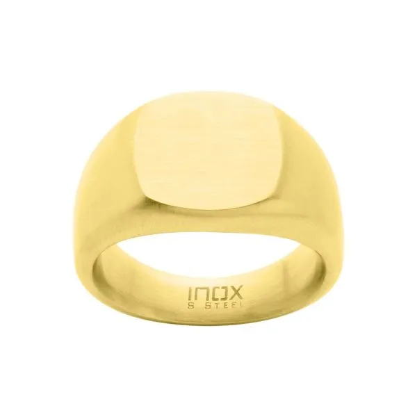 18Kt Gold IP Steel Signet Ring Image 2 Daniel Jewelers Brewster, NY