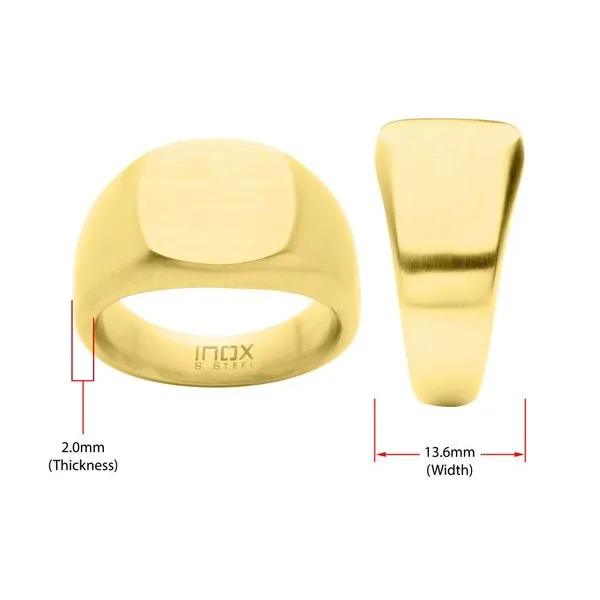 18Kt Gold IP Steel Signet Ring Image 5 Thomas A. Davis Jewelers Holland, MI