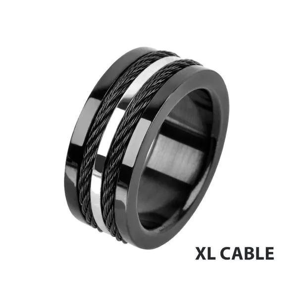Multiple Cables Inlayed in Black IP Ring Morin Jewelers Southbridge, MA