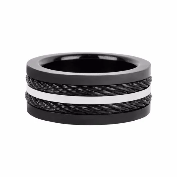 Multiple Cables Inlayed in Black IP Ring Image 2 Morin Jewelers Southbridge, MA