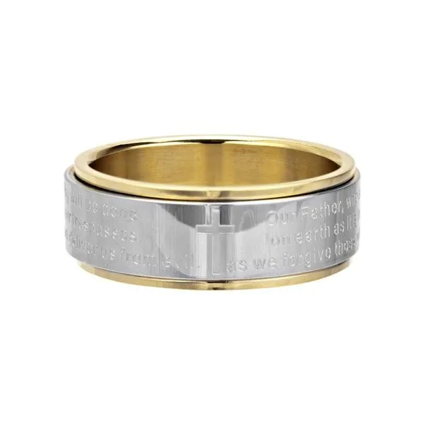 Gold IP Center Lord's Prayer Spinner Ring Image 2 Spath Jewelers Bartow, FL