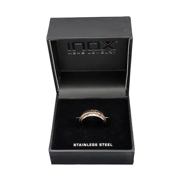 Gun Metal IP Steel Matte Finish Dinosaur Bone & Deer Antler Inlay Comfort Fit Ring Image 5 Timmreck & McNicol Jewelers McMinnville, OR