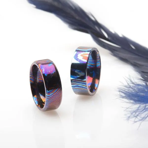 Raindrop Pattern Mokume Gane Inlay Titanium Ring Image 4 Alan Miller Jewelers Oregon, OH